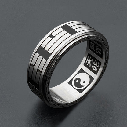 Mythstone Bagua Yin Yang Titanium Steel Balance Rotatable Ring