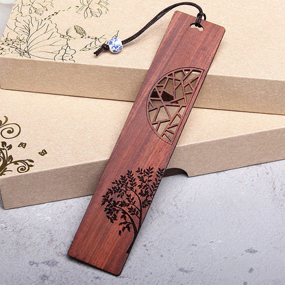 Mythstone The Tree of Life Ebony Wood Small Leaf Red Sandalwood Bookmarks With Gift Box