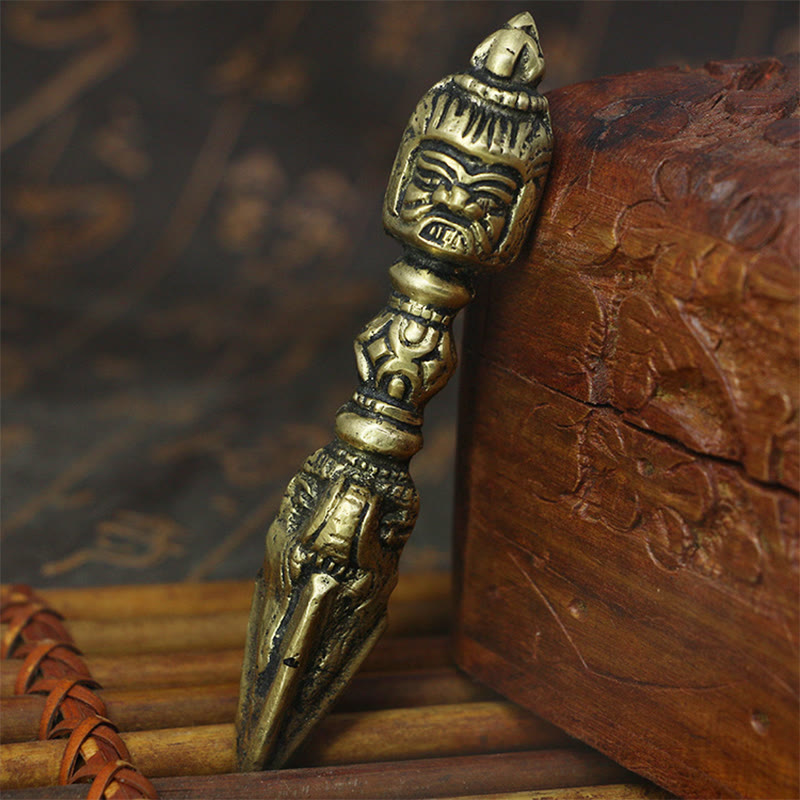 Mythstone Handmade Nepal Small Vajra Dorje Engraved Enlightenment Copper Decoration