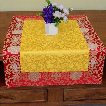 Mythstone Brocade Prayer Altar Flower Vajra Dragon Pattern Auspicious Symbols Table Runner