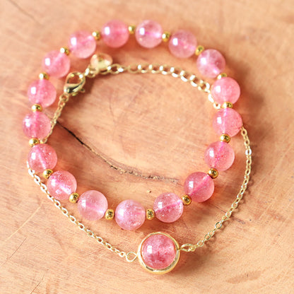 MythStone Sun Stone Strawberry Quartz Crystal Positive Bracelet