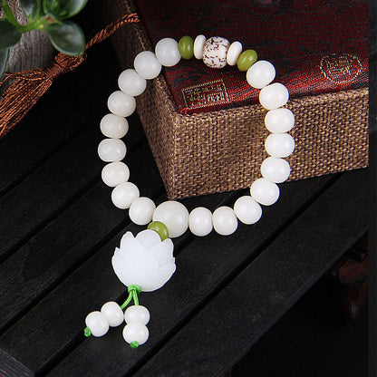 Mythstone Lotus Natural White Bodhi Seed Luck Bracelet