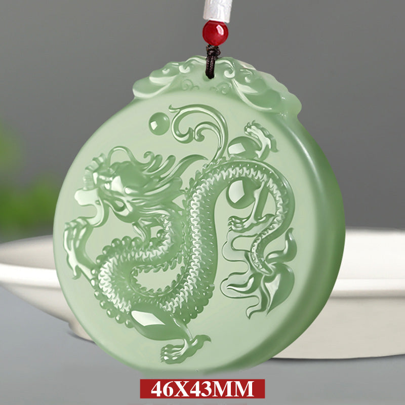 Mythstone Chinese Zodiac Dragon Jade Luck Necklace String Pendant