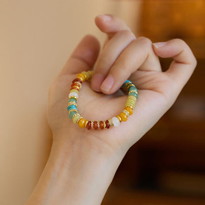 Mythstone Natural Red Agate Jade Rainbow Confidence Bracelet