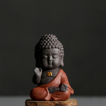 Mythstone Small Buddha Serenity Purple Clay Home Desk Decoration