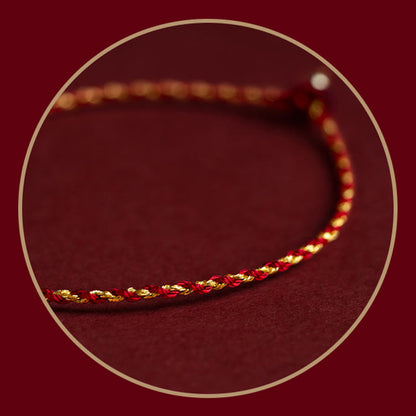 Mythstone 14K Gold Plated Handmade Red Gold Rope King Kong Knot Braided Luck Bracelet