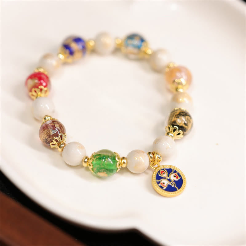 Mythstone Tibetan Five God Of Wealth Fortune Liuli Glass Bead Incense Ash Porcelain Bead Charm Bracelet