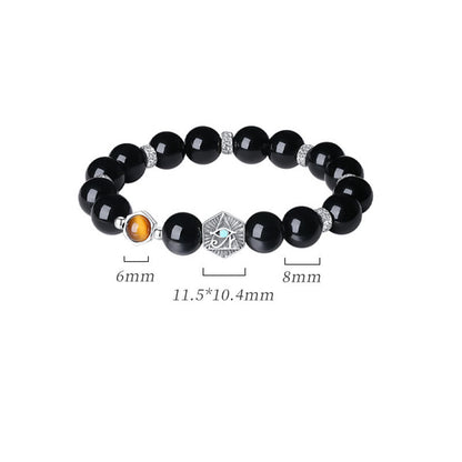 Pulsera de purificación con ojo de tigre y obsidiana negra de plata de ley 925 Mythstone