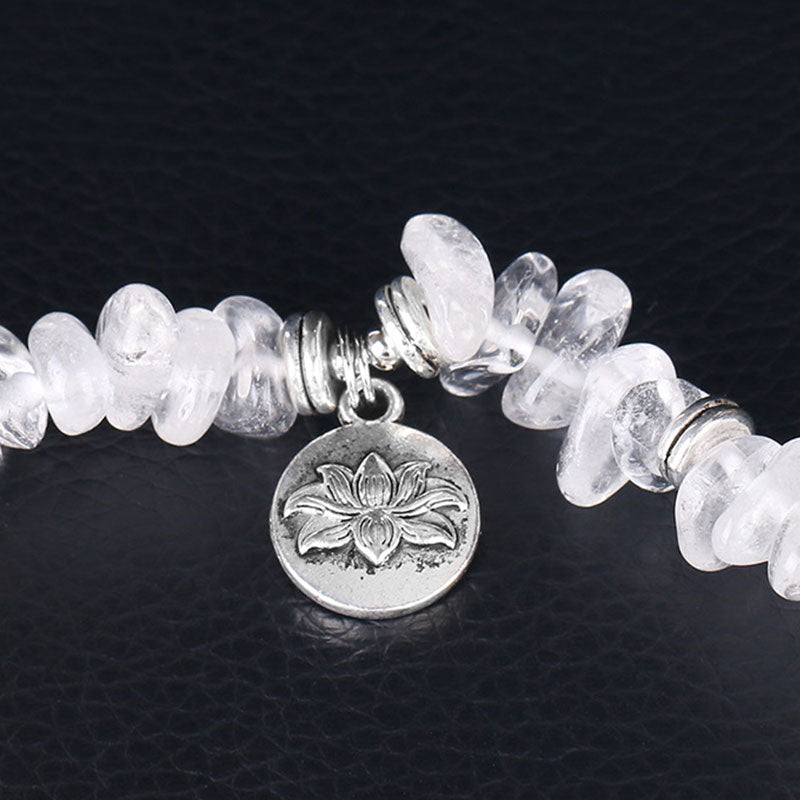 Pulsera curativa de loto de cristal blanco natural Mythstone 