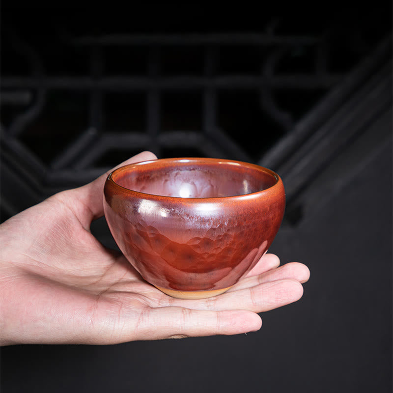 Mythstone Handmade Chinese Jianzhan Lotus Design Ceramic Teacup Kung Fu Tea Cup