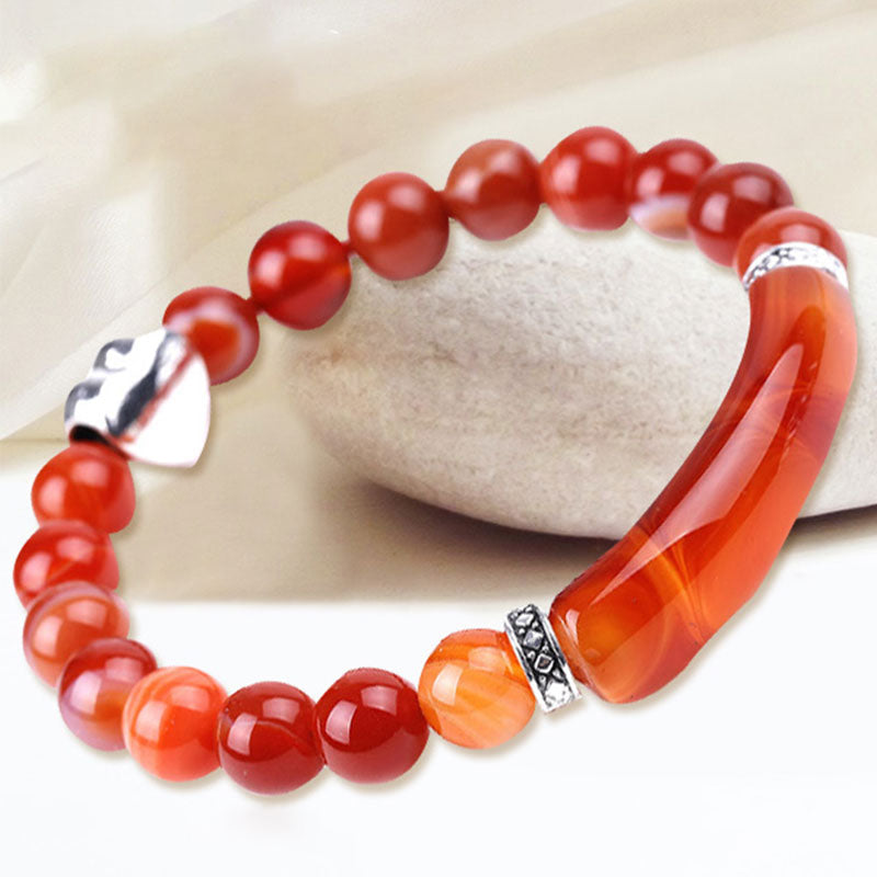 Mythstone Natural Crystal Beads Unisex Heart Bracelet