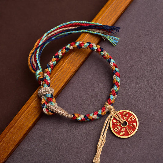 Mythstone Handmade Bagua Harmony Multicolored Rope Bracelet