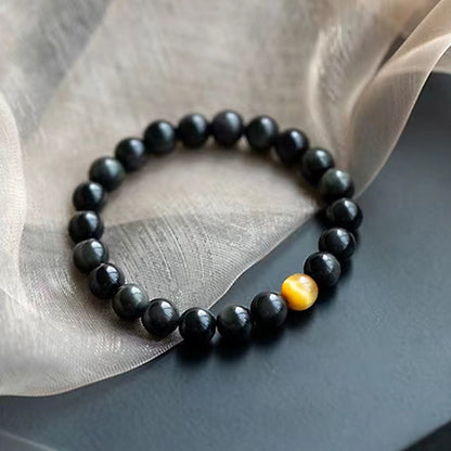 Pulsera de amor positivo con obsidiana arcoíris y ojo de tigre natural Mythstone