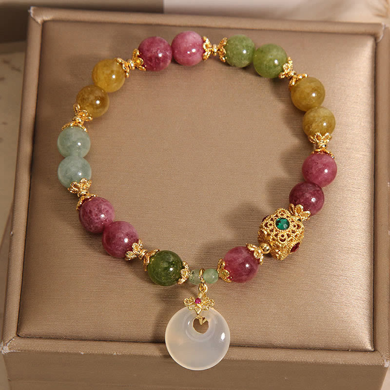 Pulsera con dije de paz y turmalina de colores Mythstone