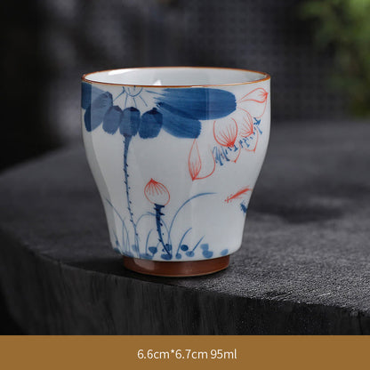 Mythstone Lotus Flower Leaf Bamboo Ceramic Teacup Kung Fu Tea Cups