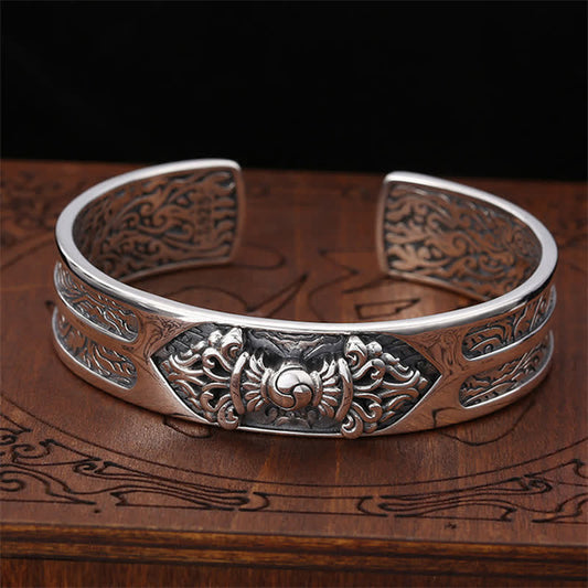 Mythstone 925 Sterling Silver Vajra Dorje Engraved Spiritual Power Bracelet Bangle