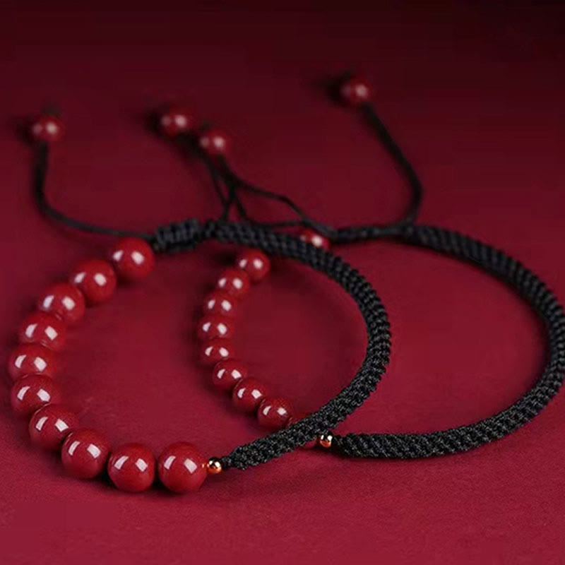 Mythstone Natural Cinnabar King Kong Knot Blessing String Bracelet