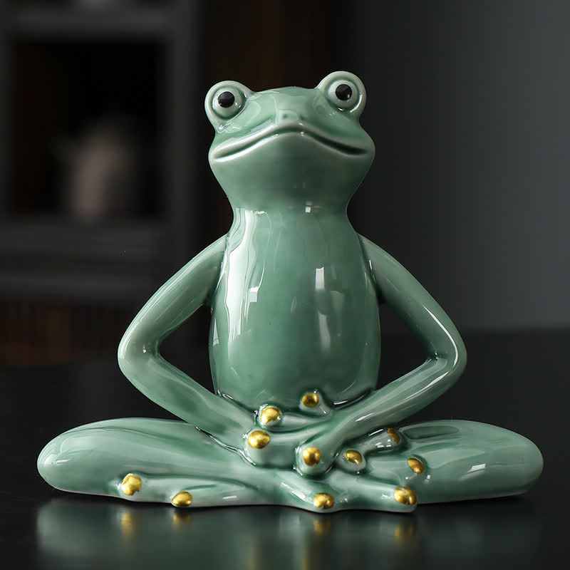 Mythstone Meditating Ceramic Zen Frog Statue Decoration