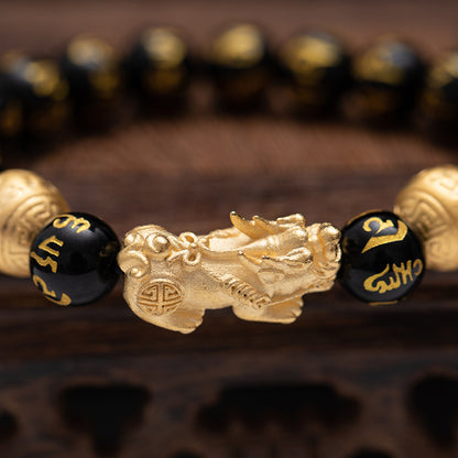 MythStone FengShui PiXiu Obsidian Wealth Bracelet