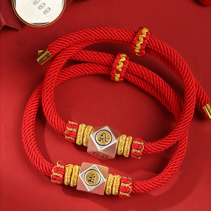 Mythstone 999 Sterling Silver Chinese Zodiac Natal Buddha Red Rope Luck Strength Handcrafted Kids Bracelet