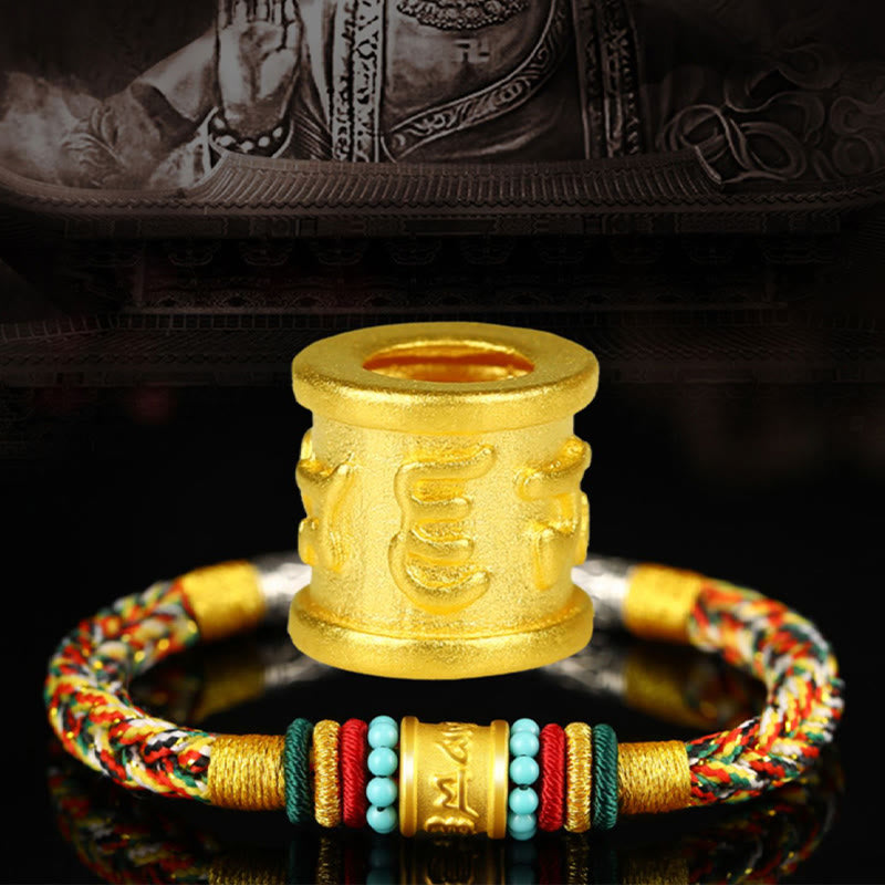 Mythstone Tibet 999 Gold Om Mani Padme Hum Handmade Eight Thread Peace Knot Luck Bracelet