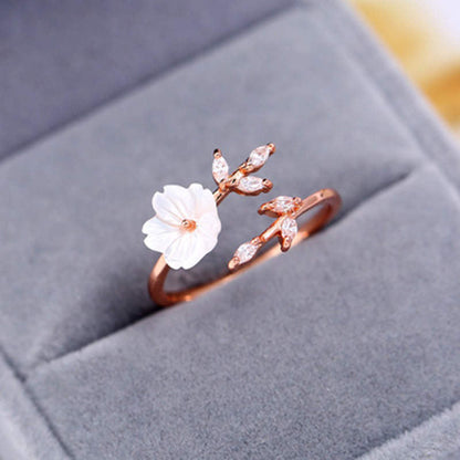 Mythstone Plum Blossom Leaf Pattern Copper Luck Ring