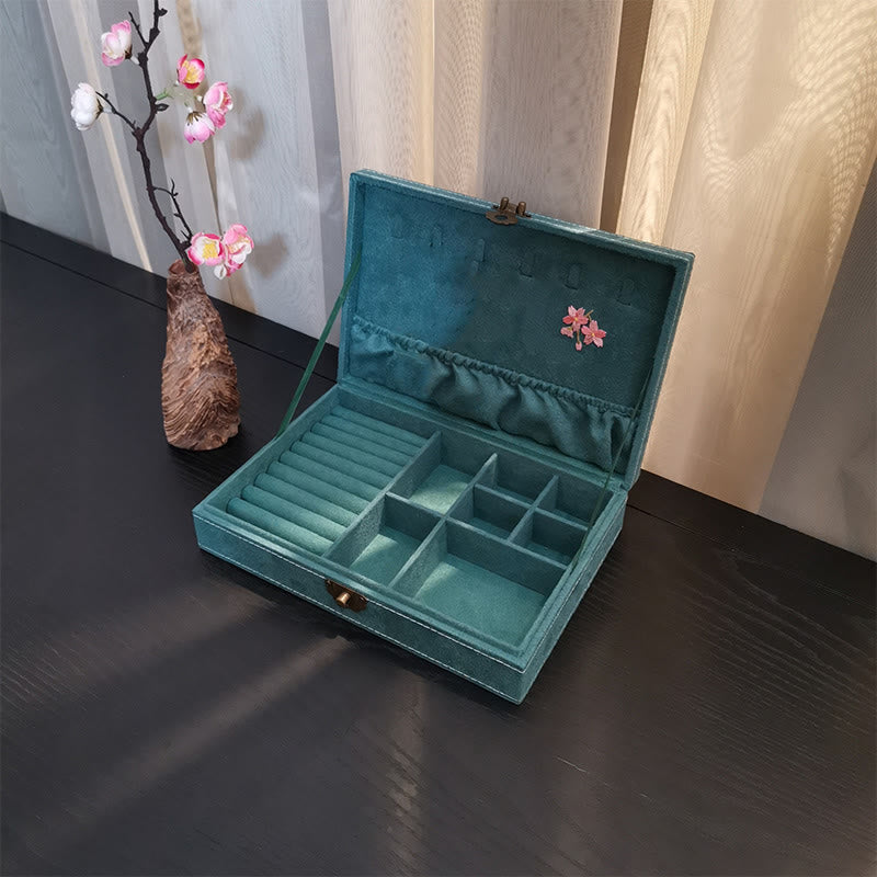 Mythstone Flowers Dragonfly Jewelry Box Organizer Single Layer Jewelry Storage Box Flannel Box