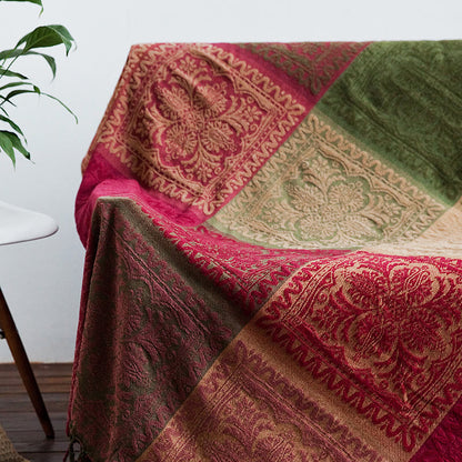 Mythstone Tibetan Multicolored Flower Pattern Hand-Dyed Blanket