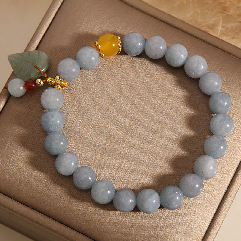 Mythstone Aquamarine Jade Leaf Healing Charm Bracelet