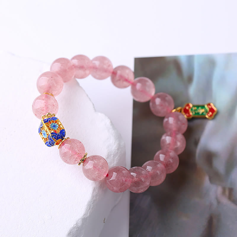 Mythstone Strawberry Quartz Positive Ruyi Charm Bracelet