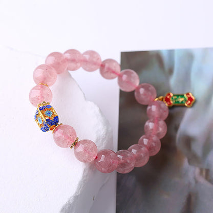 Mythstone Strawberry Quartz Positive Ruyi Charm Bracelet