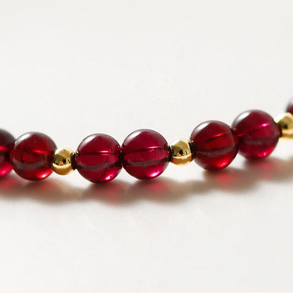 Mythstone 14K Gold Natural Garnet Cinnabar Flower Calm Bracelet