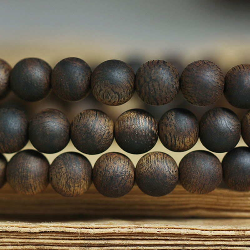 MythStone 7mm 108 Mala Beads Nha Trang Qinan Agarwood Peace Strength Bracelet