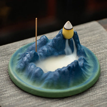 Mythstone Creative Mountain River Ceramic Healing Backflow Incense Burner