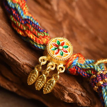 MythStone Tibetan Om Mani Padme Hum Dreamcatcher Luck Colorful Reincarnation Knot String Bracelet