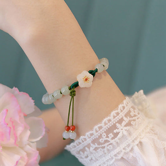 Mythstone Jade Peach Blossom Flower Luck Bracelet