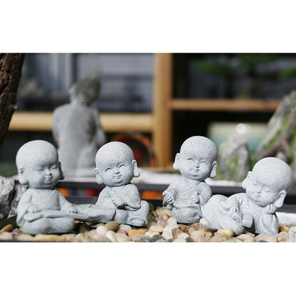 Estatua de Buda monje con oración de meditación de piedra mitológica, decoración del hogar con serenidad 