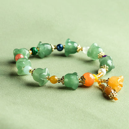 Mythstone Green Aventurine Magnolia Flower Luck Bracelet