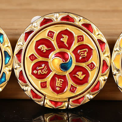 Soporte universal para teléfono con forma de anillo para teléfono con diseño de la paz tibetana Om Mani Padme Hum de Mythstone