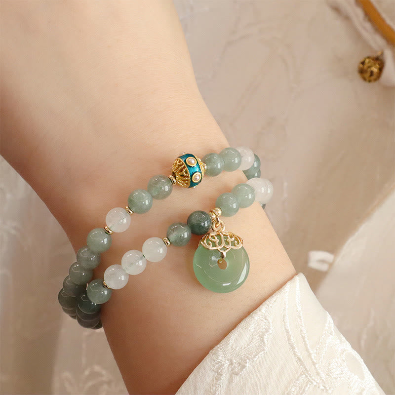 Mythstone Single Double Layer Jade Peace Buckle Luck Bracelet