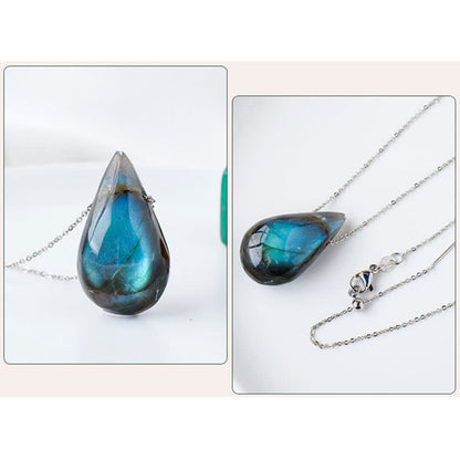 Mythstone Labradorite Water Drop Support Healing Necklace Pendant