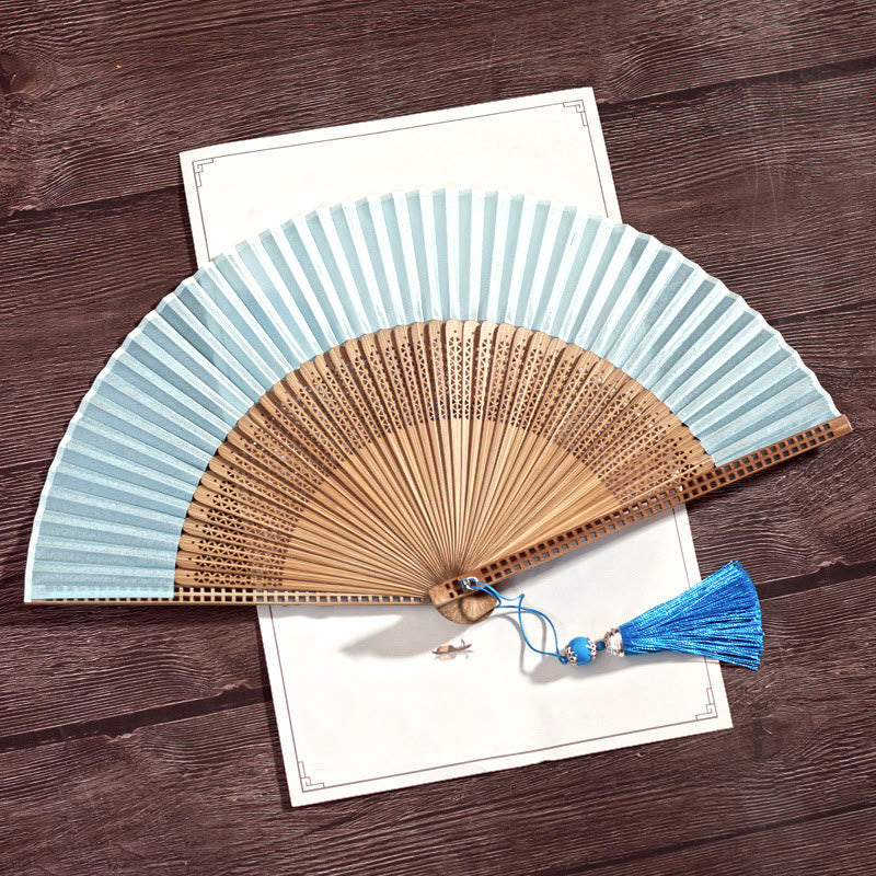 Mythstone Vintage Handheld Folding Fan With Bamboo Frames