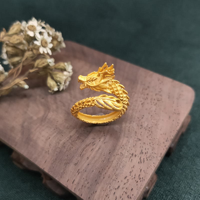 Mythstone Golden Dragon Success Strength Ring