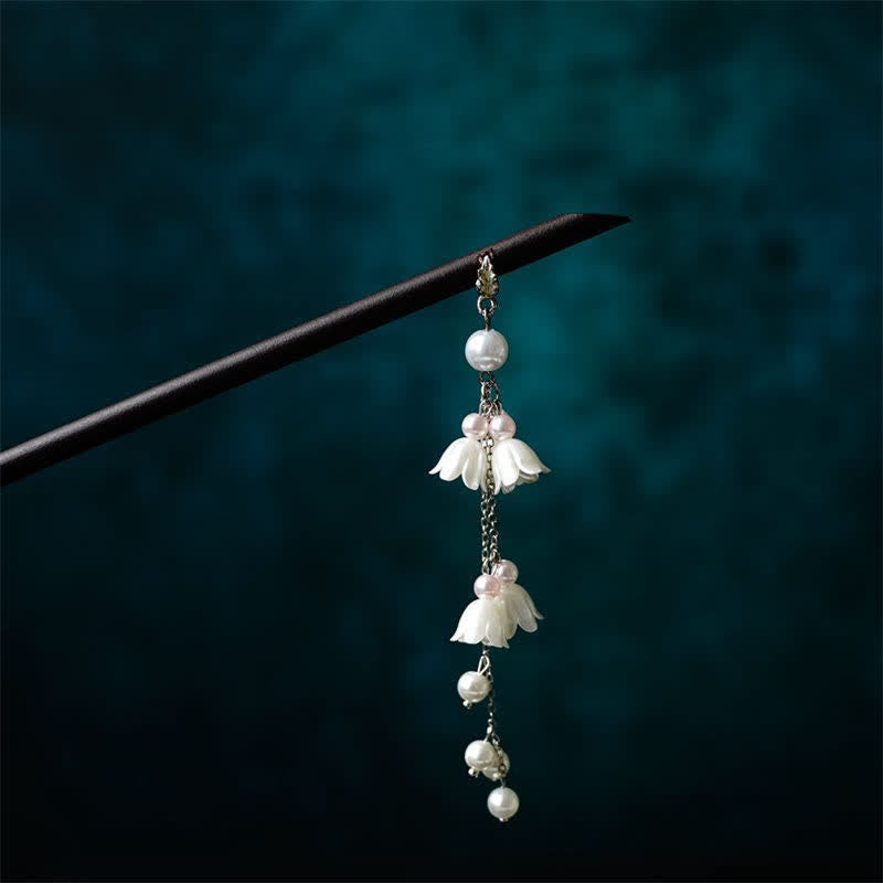 Mythstone Pearl Flower Leaf Butterfly Happiness Hairpin