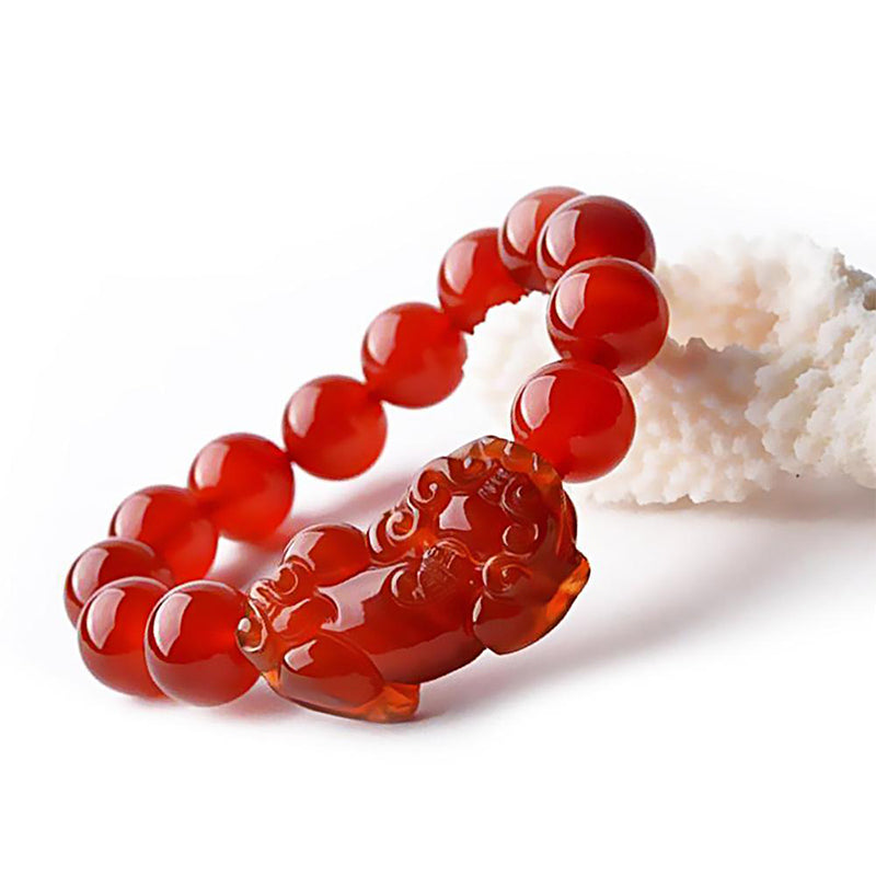 Mythstone Red Agate Lucky Pixiu Wealth Luck Bracelet