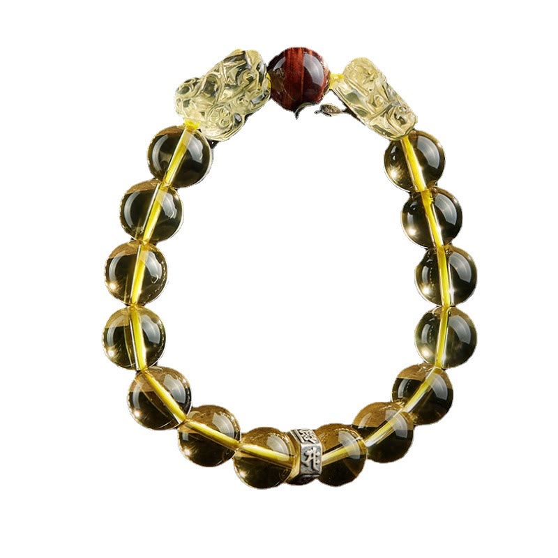 Mythstone Natural Citrine Double PiXiu Tiger Eye Prosperity Protection Bracelet