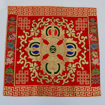 Mythstone Flower Endless Knot Prayer Altar Mat Healing Meditation 8 Auspicious Symbols Mat Table Runner