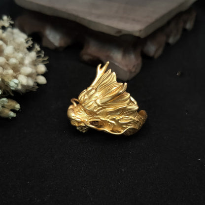 Mythstone Golden Dragon Luck Protection Ring