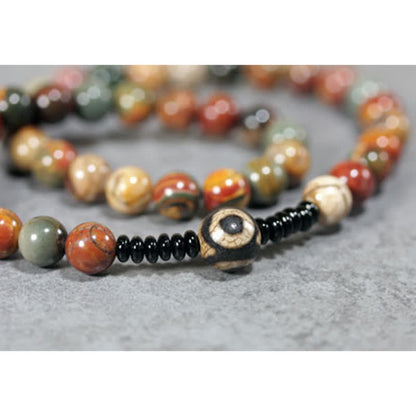 Mythstone Tibetan Picture Jasper Dzi Bead Positive Protection Bracelet