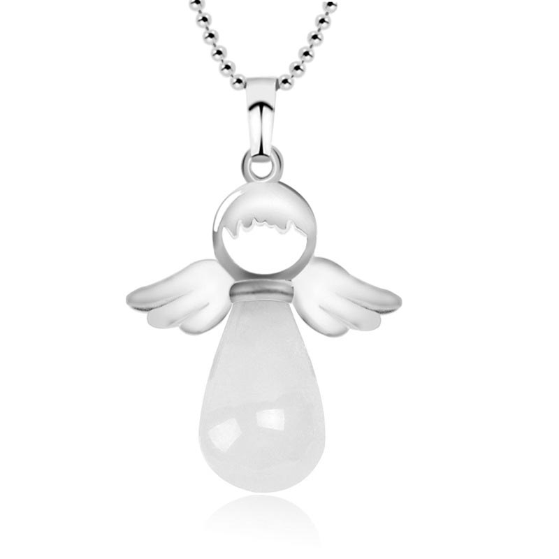 Colgante de cristal natural con alas de ángel de Mythstone para la suerte 